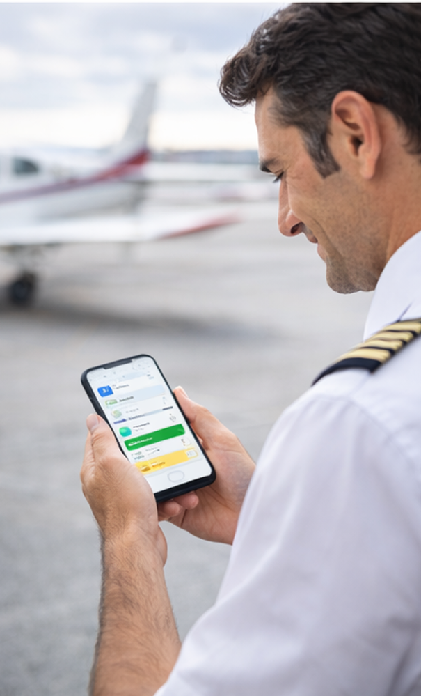 Pilot using PilotApp on mobile